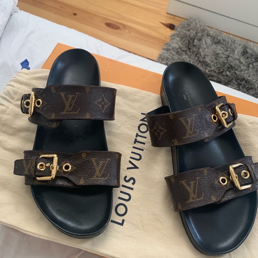 Louis Vuitton Monogram Bom Dia Sandals Size 37.5 - Picture 2 of 8